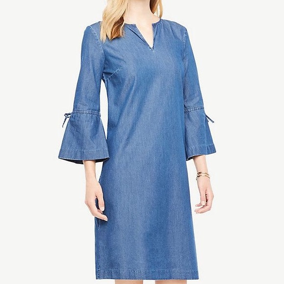 Ann Taylor Blue Chambray Bell Sleeve Size 2 left❗️ - Picture 2 of 7